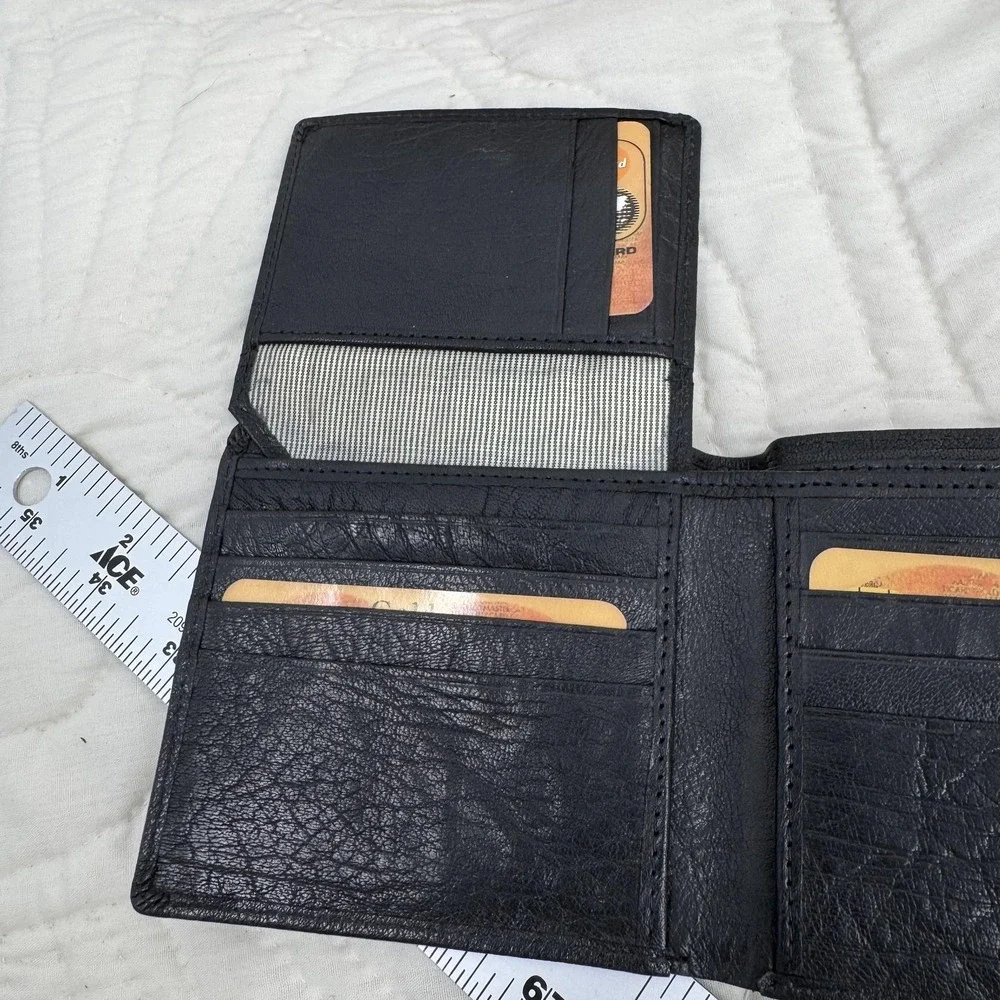 Spikes & Sparrow Wallet‎ Mens Black Leather Bifold ID Window Card Holder Gift